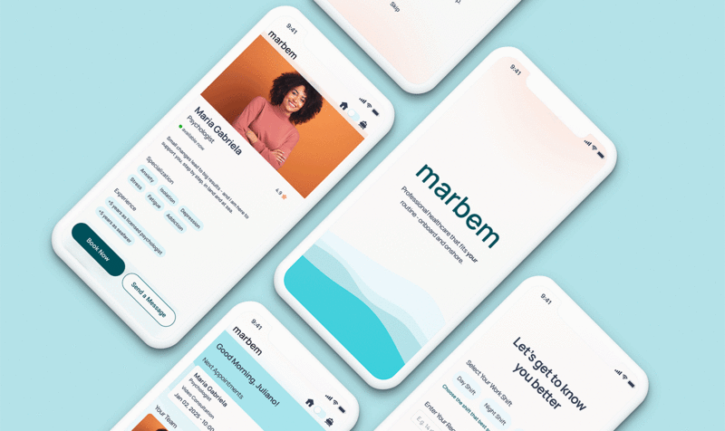 Diversos móviles con la app de salud Marbem para marineros de Brasil, un proyecto IED Barcelona